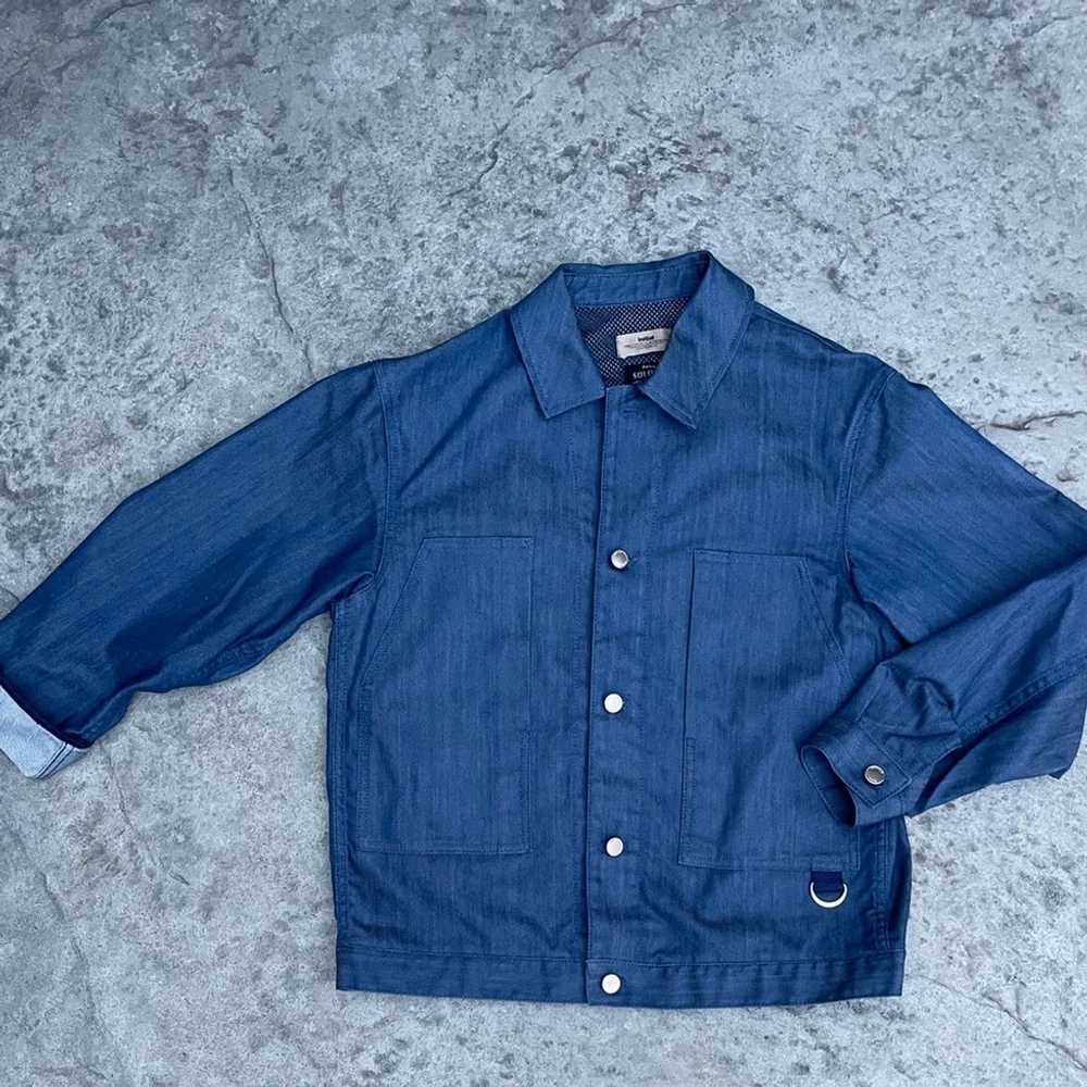 initial fashion trucker jacket blue denim